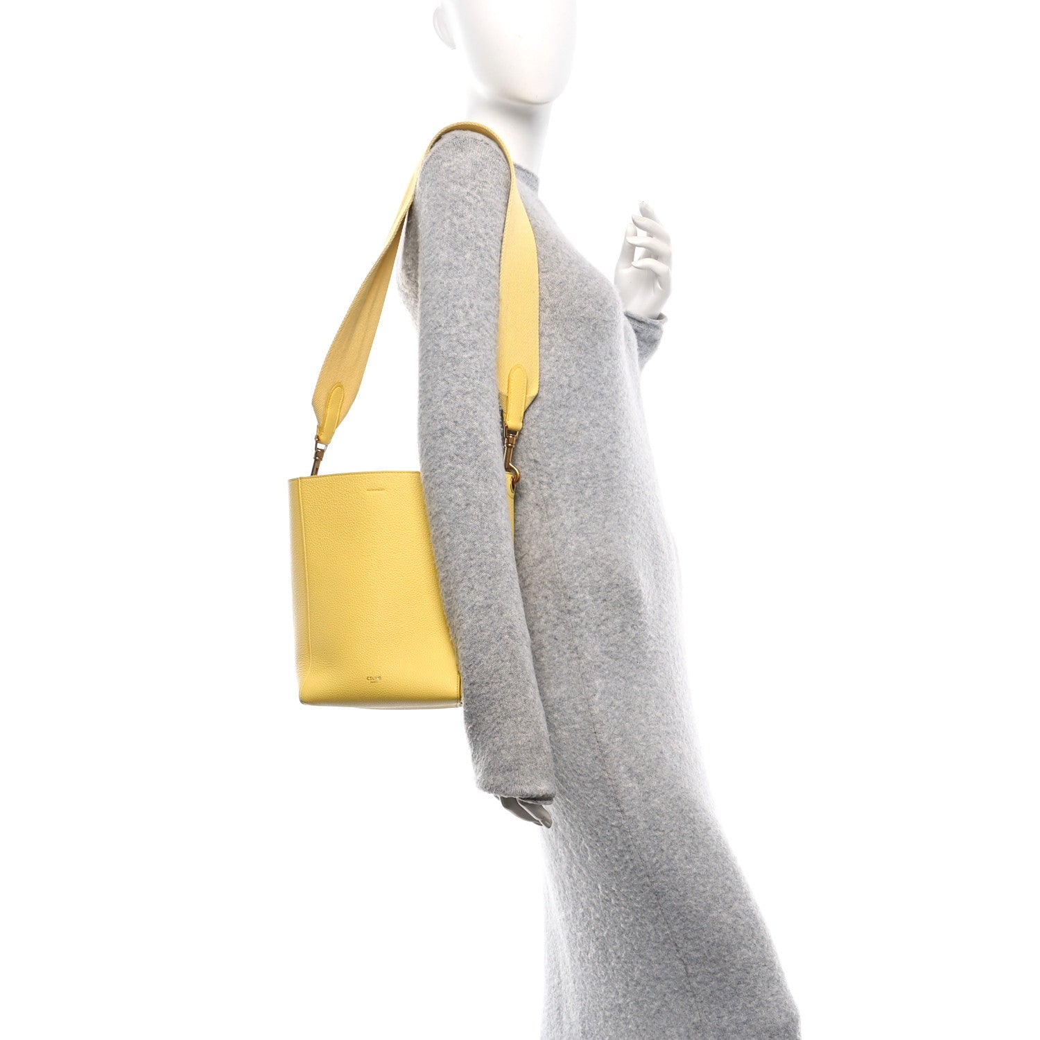 Celine Soft Grained Calfskin Small Sangle Bucket Bag Citron 2 of 11