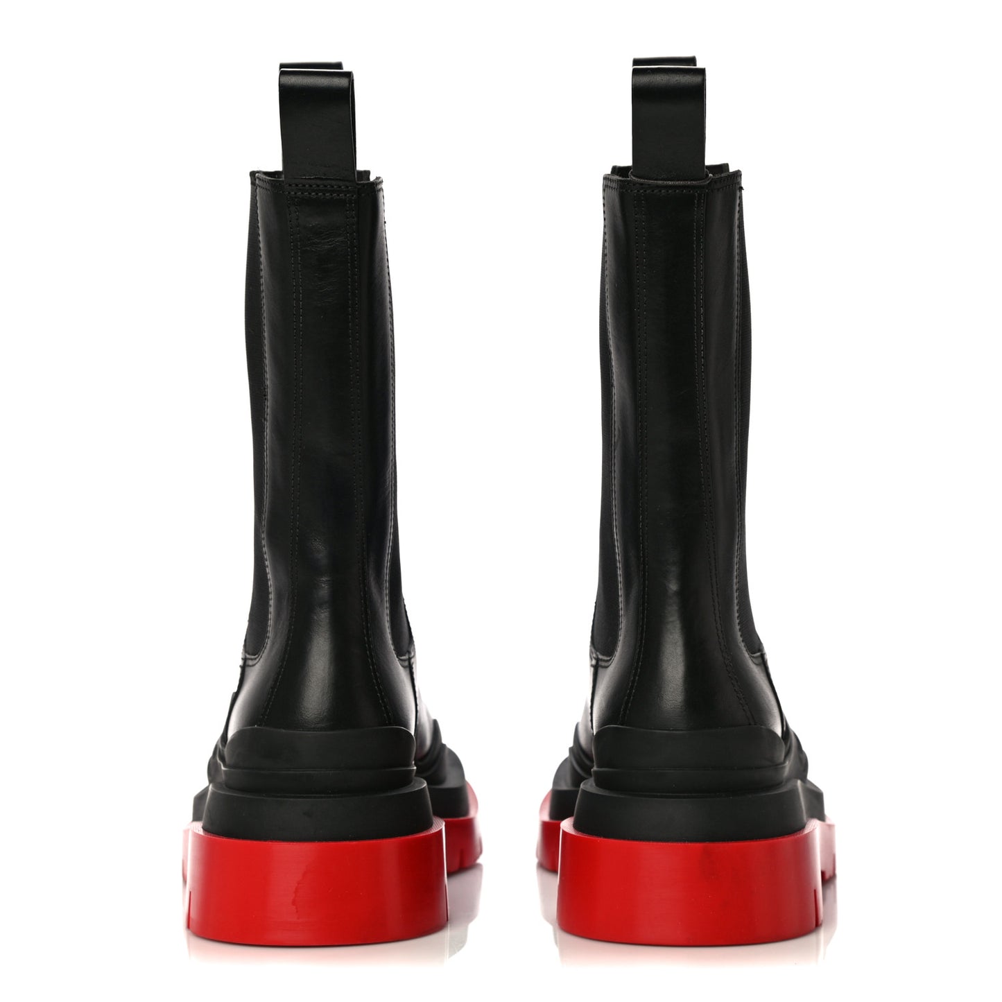 Calfskin The Tire Chelsea Boots 36.5 Black Bright Red