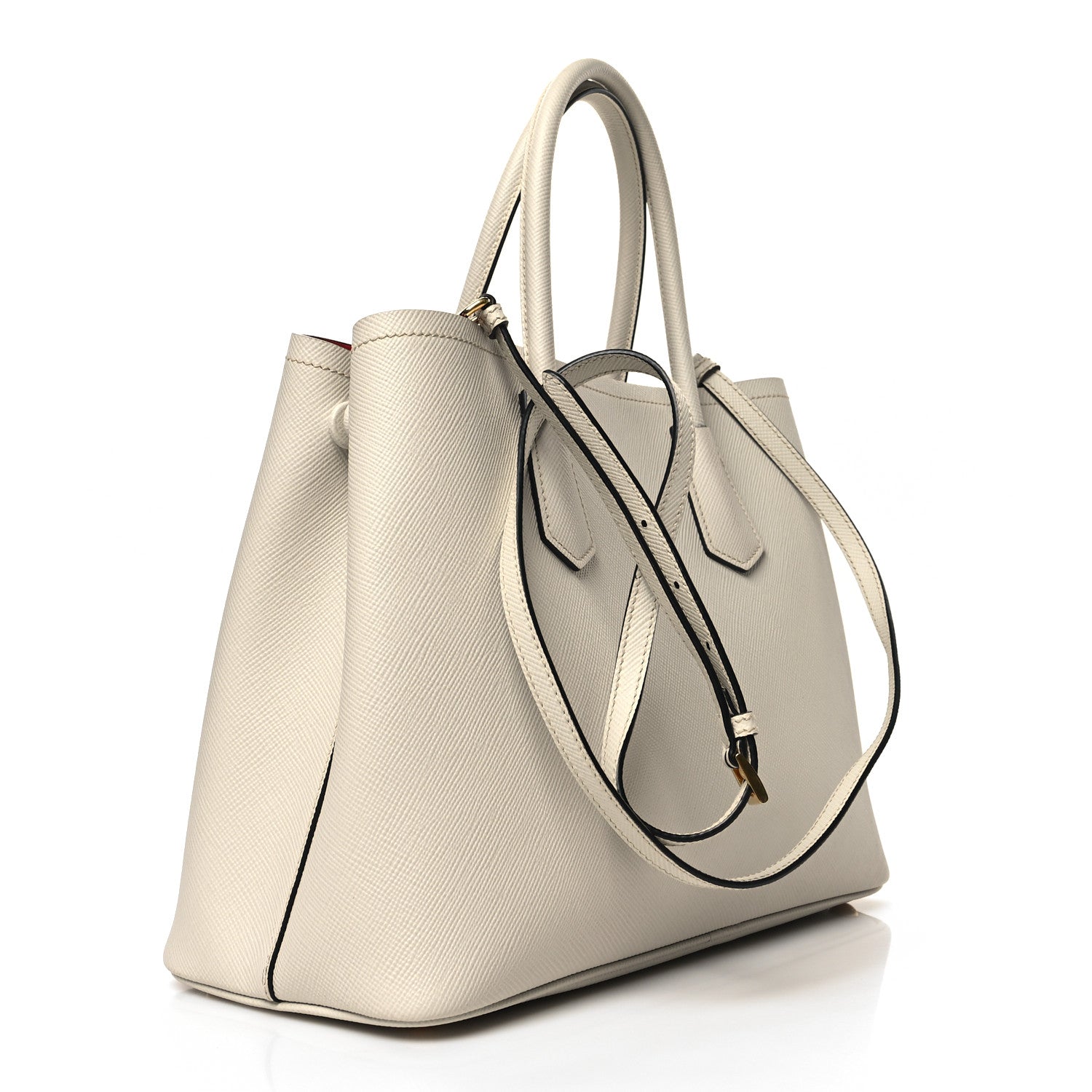 Prada Saffiano Cuir Medium Double Bag Talco Lacca 3 of 12
