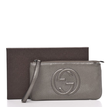 Gucci Metallic Pebbled Calfskin Soho Wristlet Sasso 11 of 11