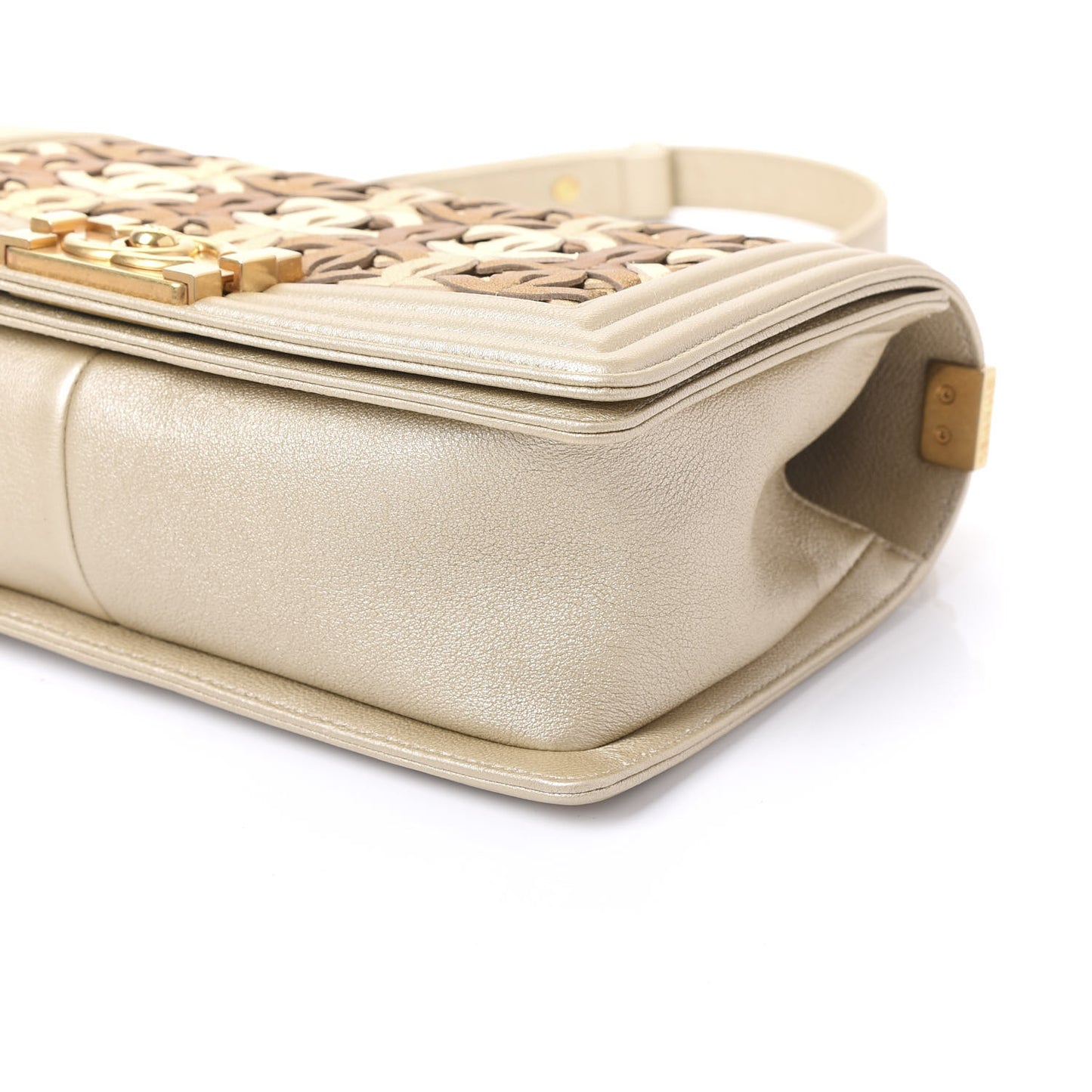 Metallic Lambskin Medium Golden CC Boy Flap Gold