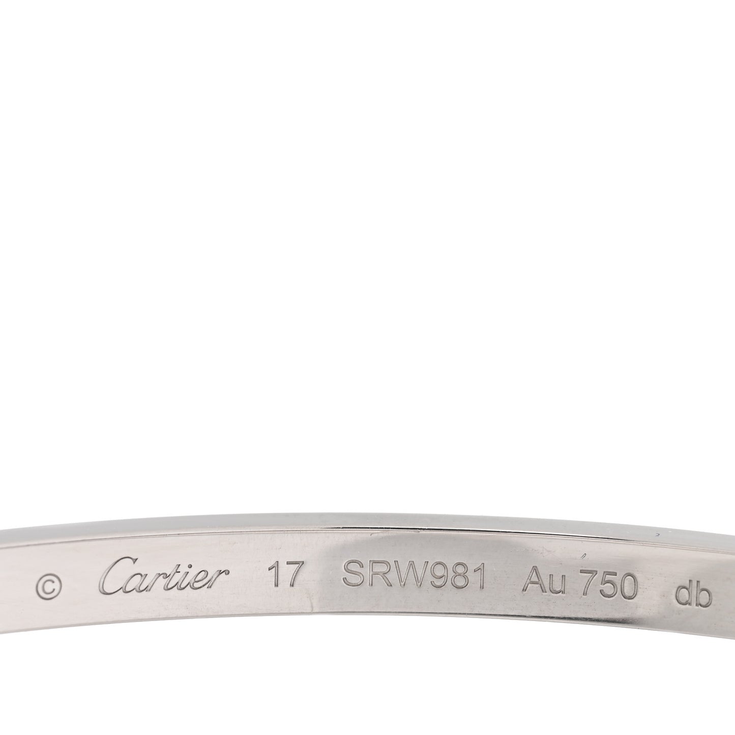18K White Gold Small LOVE Bracelet 17