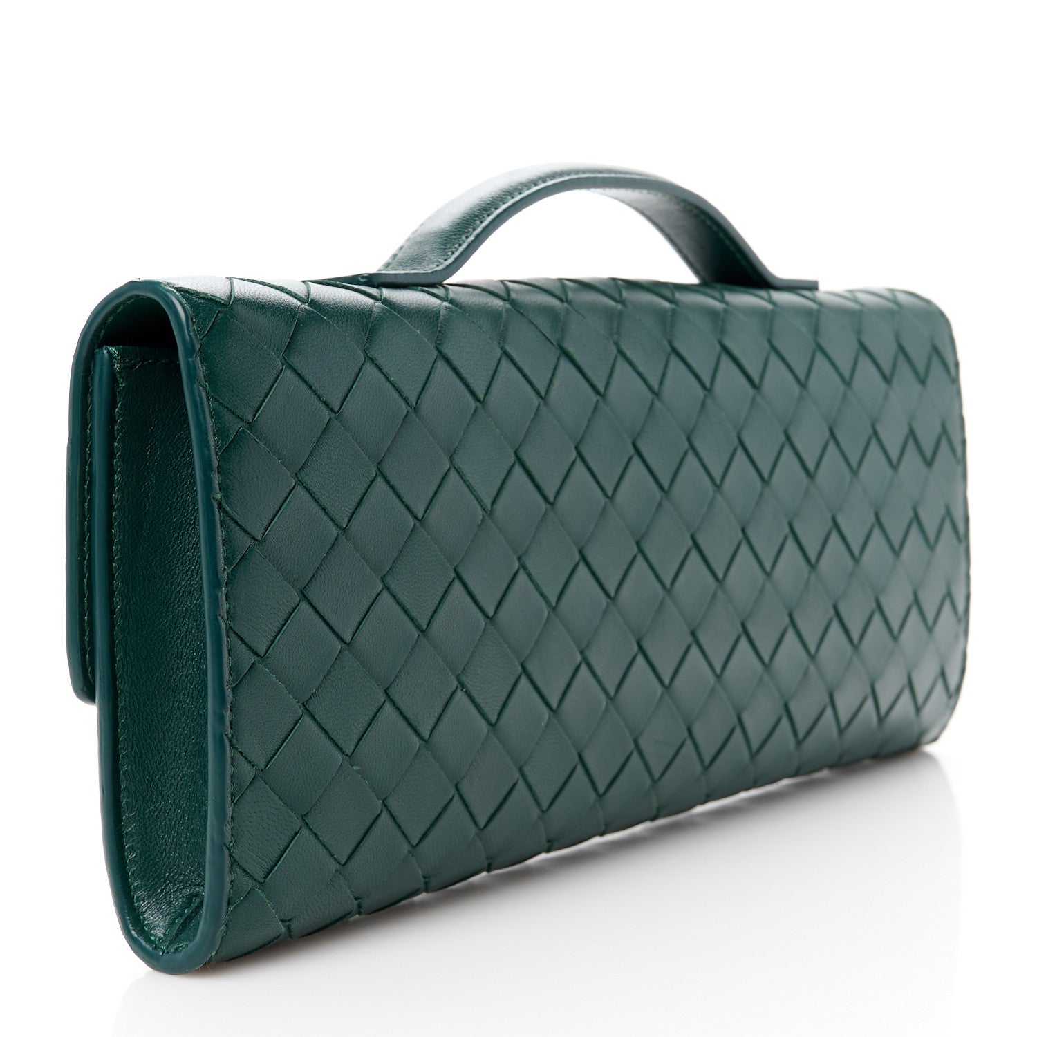 Bottega Veneta Nappa Intrecciato Long Andiamo Top Handle Clutch Emerald Green 3 of 10