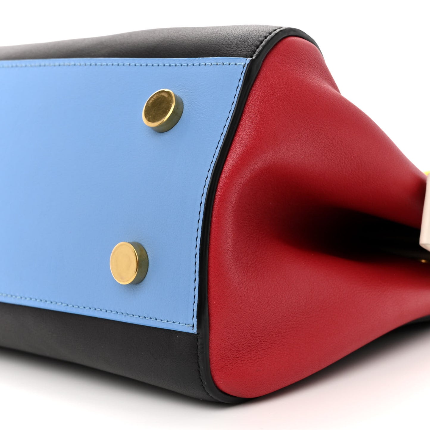 Calfskin Small Cabas Rive Gauche Bag Black Red Yellow White