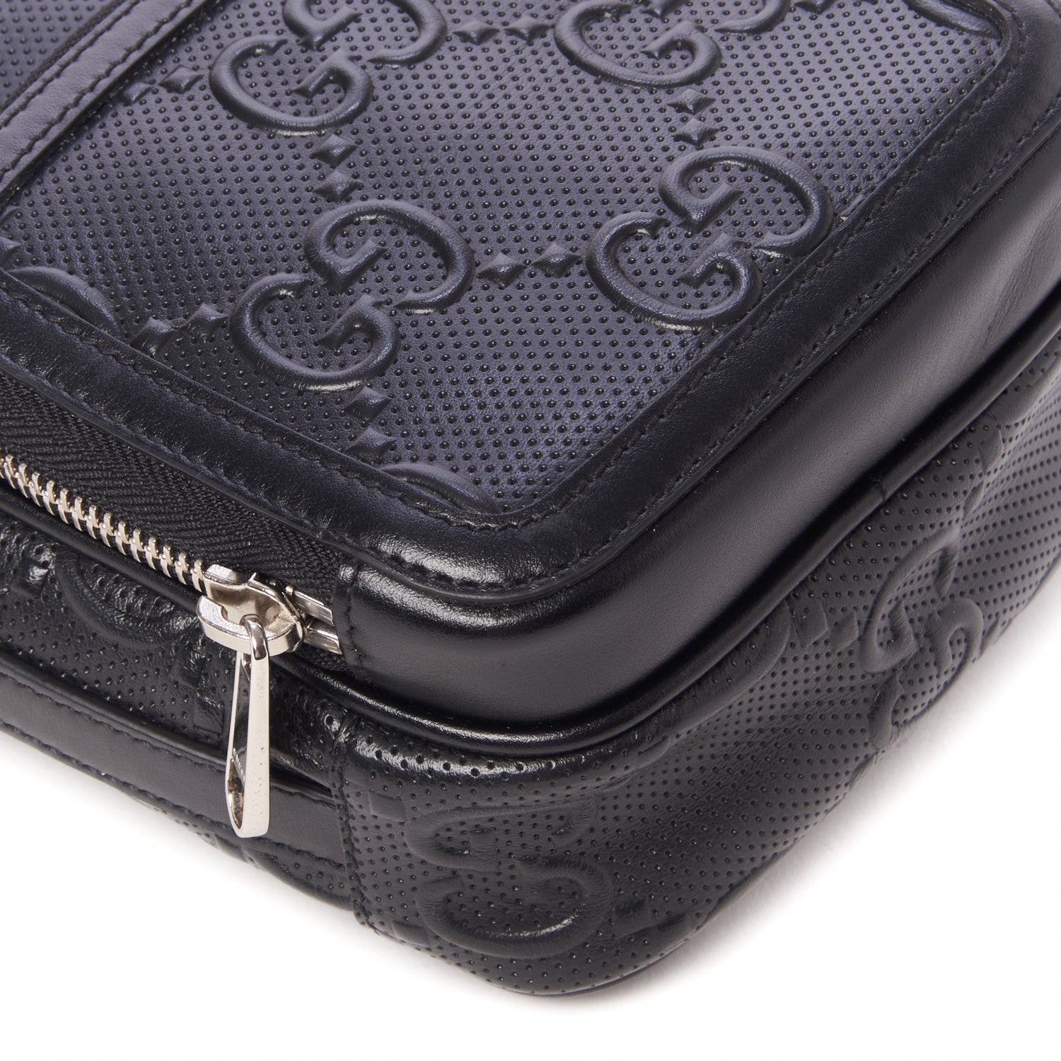 Gucci Calfskin GG Tennis Embossed Mini Double Zip Messenger Bag Black 5 of 8