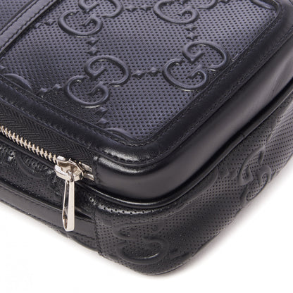 Gucci Calfskin GG Tennis Embossed Mini Double Zip Messenger Bag Black 5 of 8