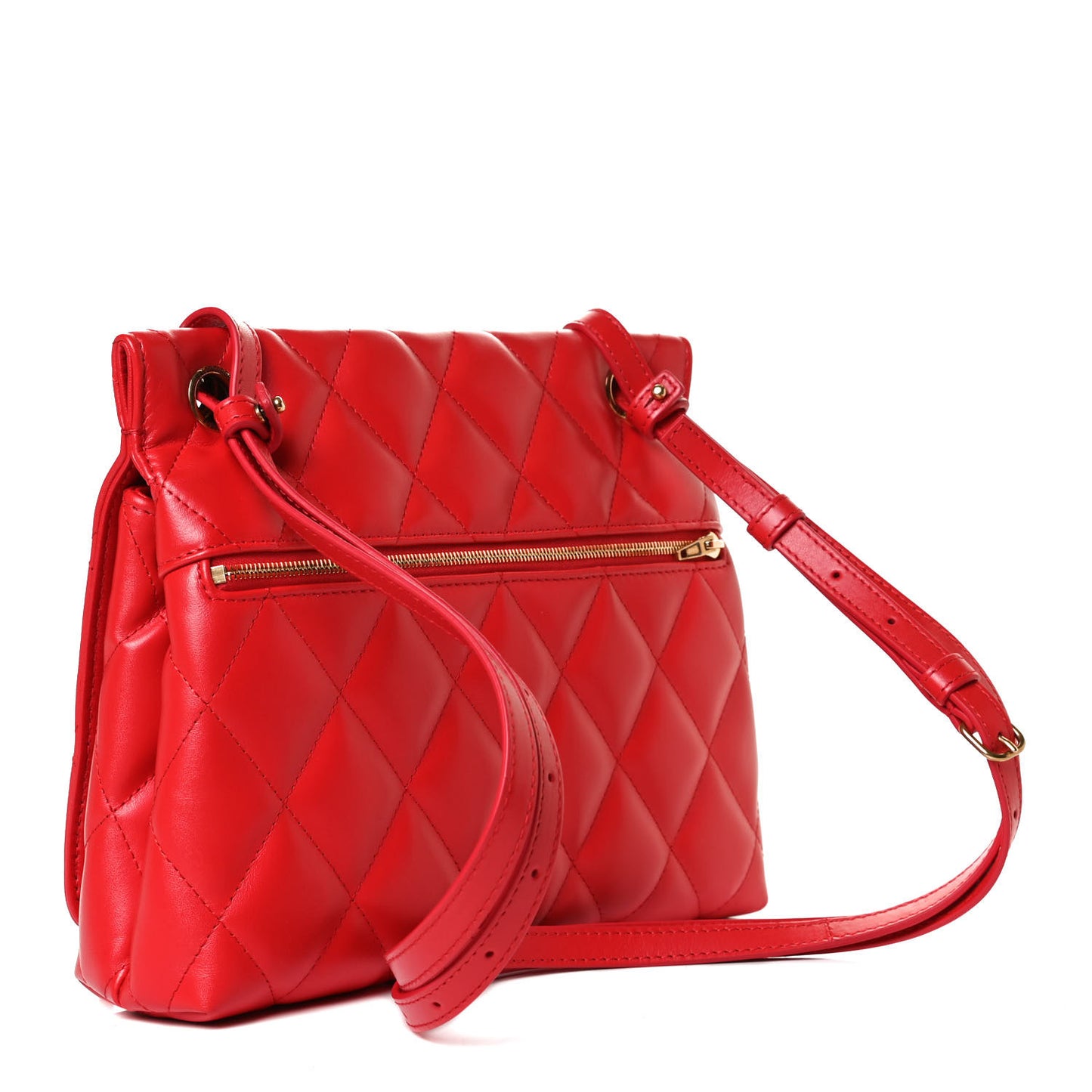 Nappa Calfskin Quilted Medium Touch B Shoulder Bag Bright Red