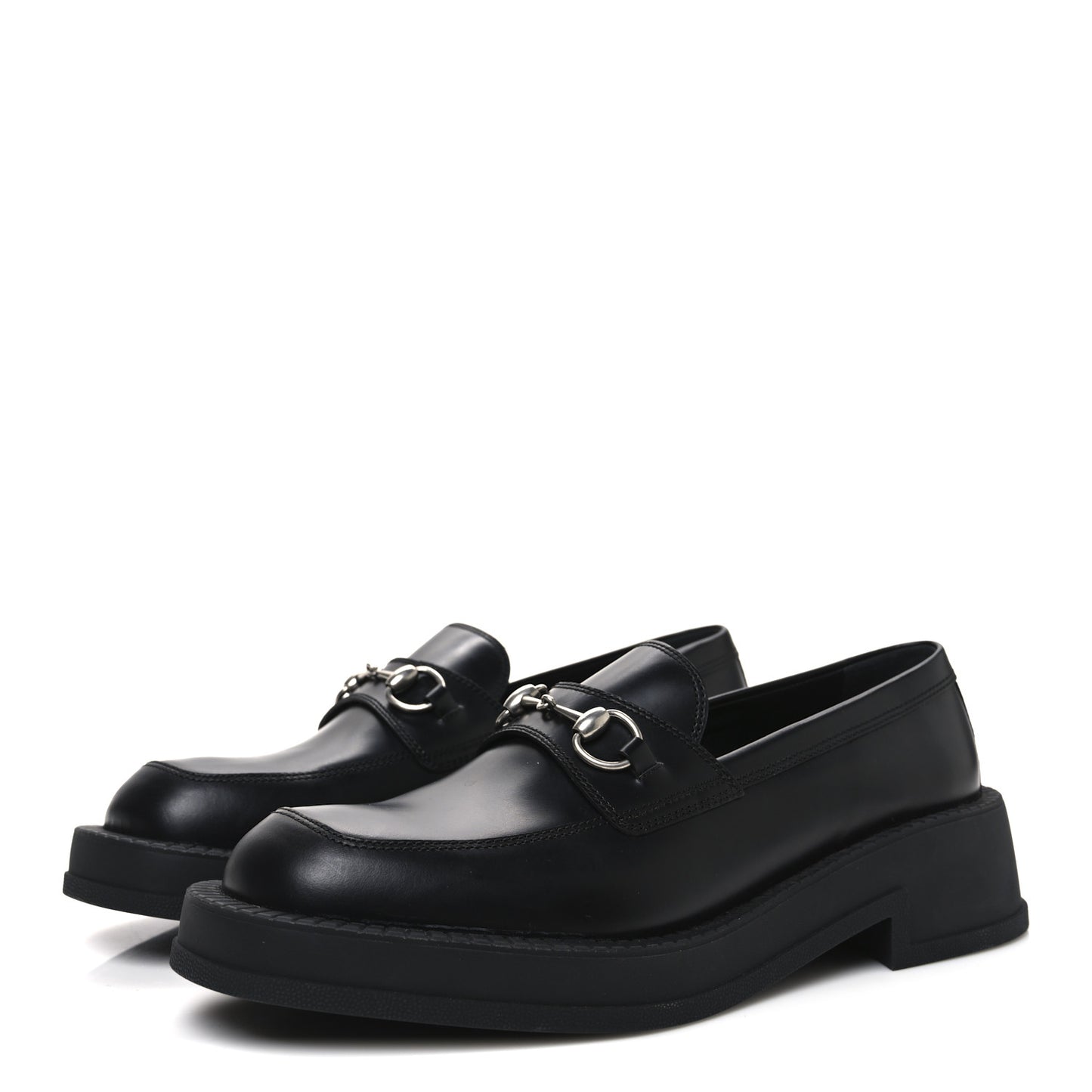 Calfskin Horsebit Mens Chunky Loafers 10.5 Black