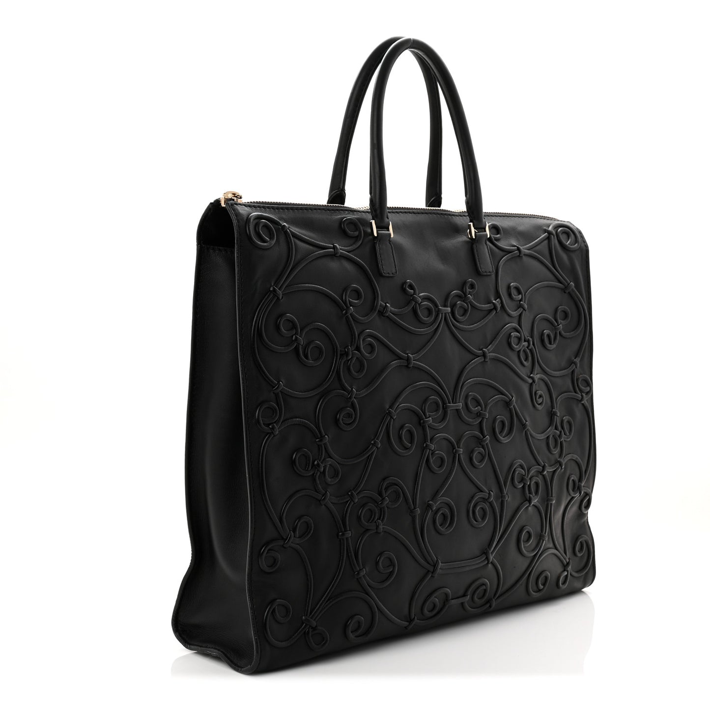 Nappa Intricate Soutache Tote Black
