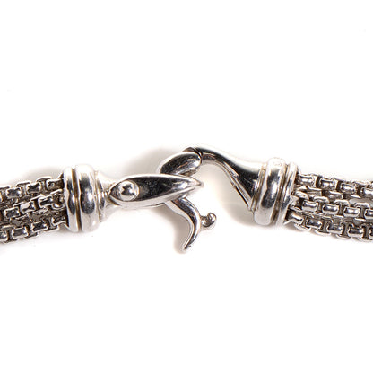 David Yurman Sterling Silver Pearl Four Row Chain Necklace 4 of 4