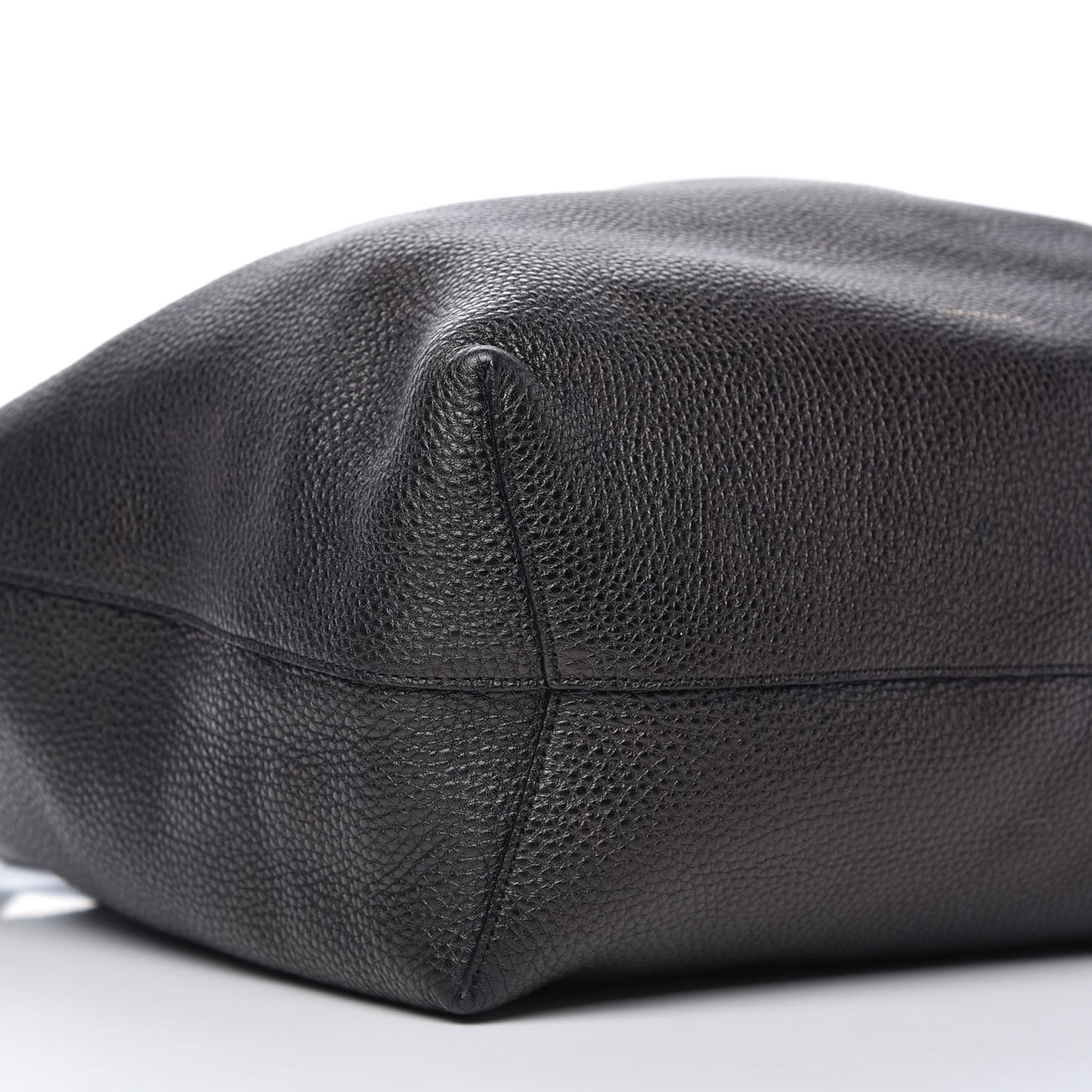 Tumbled Calfskin Large Shopping Tote Black