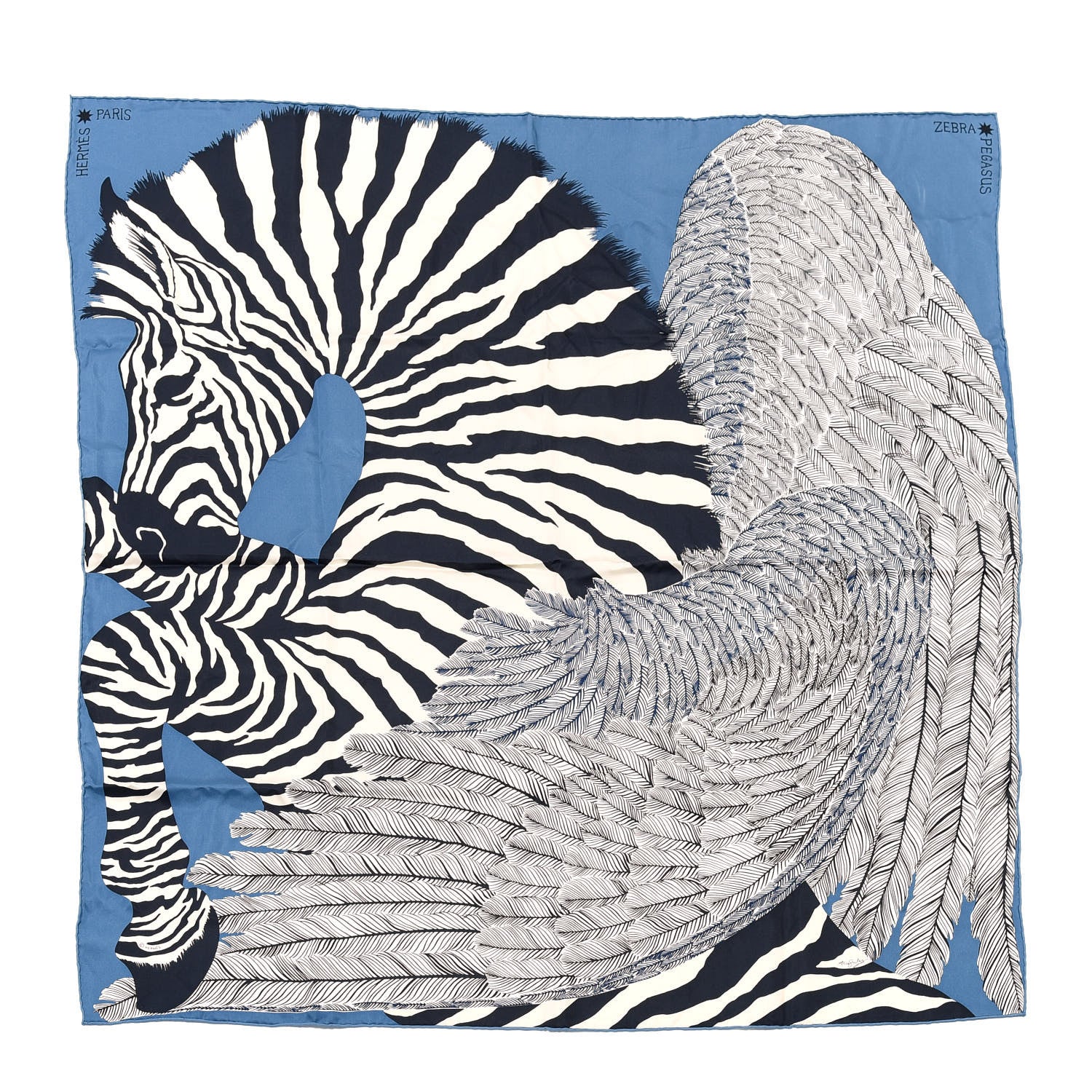 Hermes Silk Zebra Pegasus Scarf 90 1 of 6