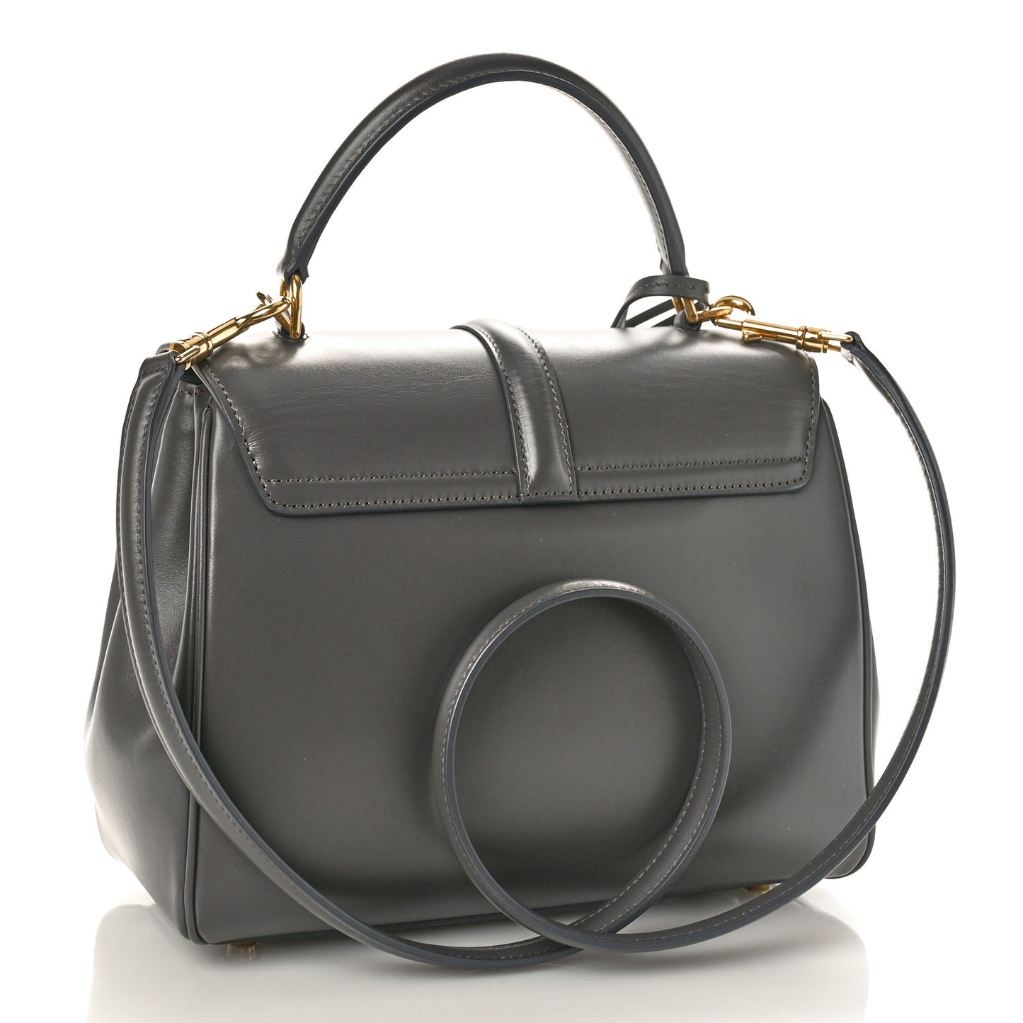 Satinated Calfskin Small 16 Top Handle Bag Gray