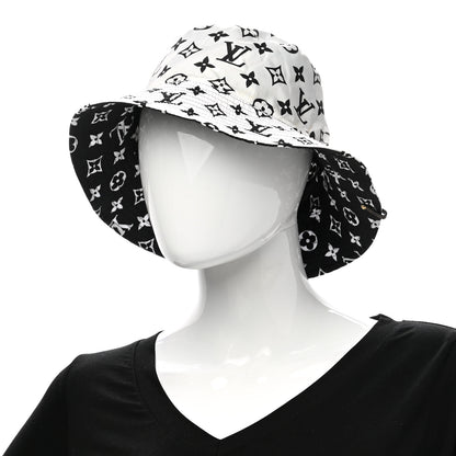 Louis Vuitton Nylon Monogram Reversible Bob Bucket Hat M Black White 4 of 17