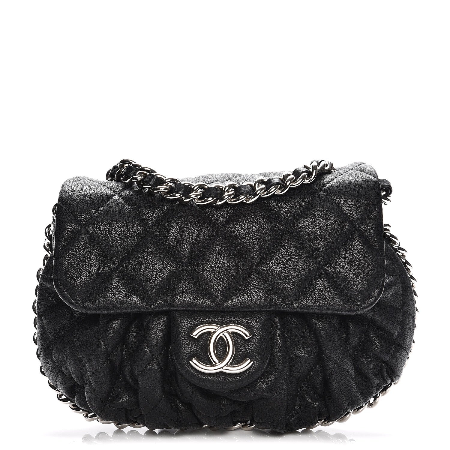 Chanel Washed Lambskin Quilted Mini Chain Around Flap Black 1 of 7