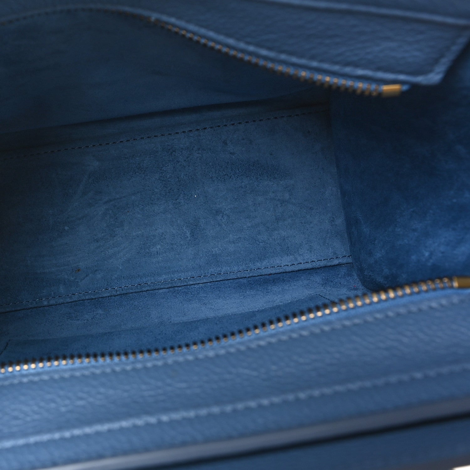 Celine Drummed Calfskin Nano Luggage Azure 5 of 10