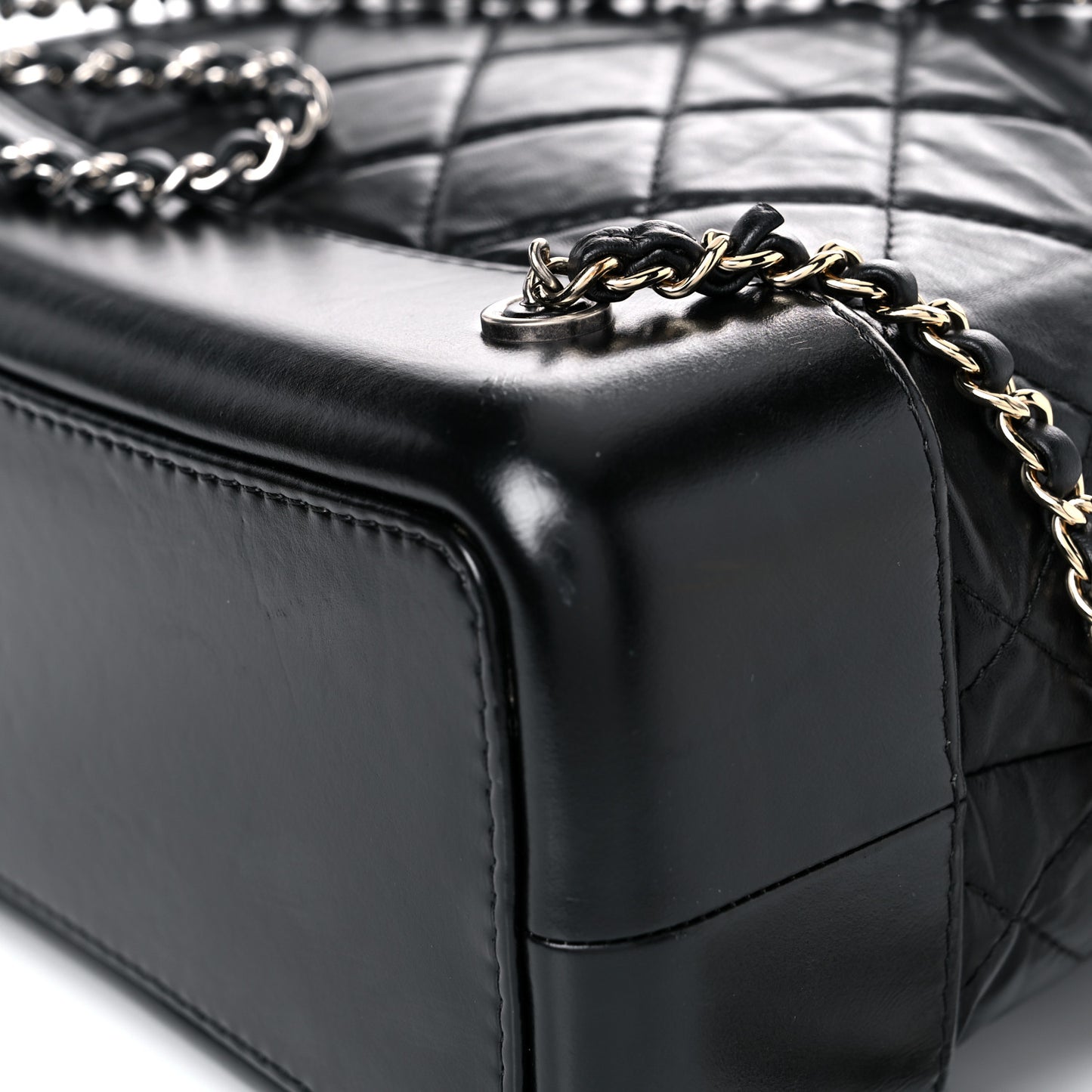 Aged Calfskin Quilted Gabrielle Backpack Black