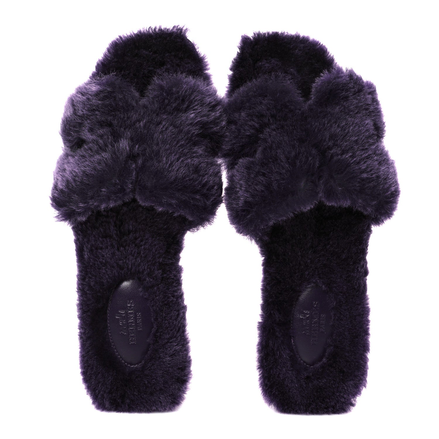 Hermes Woolskin Oran Sandals 38.5 Violet Fonce 2 of 8