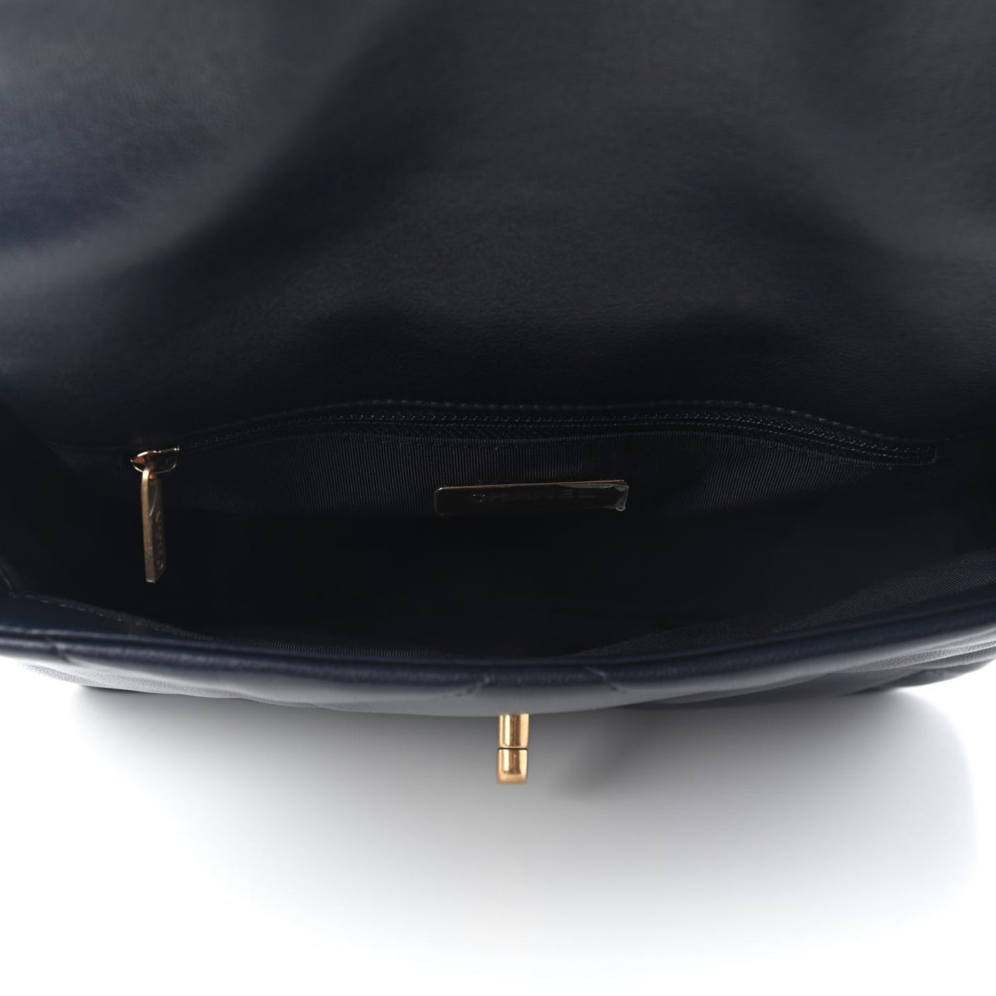 Lambskin Quilted Medium Chanel 19 Flap Navy Blue