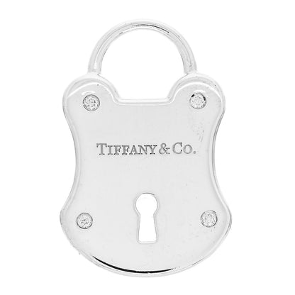 Tiffany Sterling Silver Diamond Emblem Lock Pendant 1 of 5