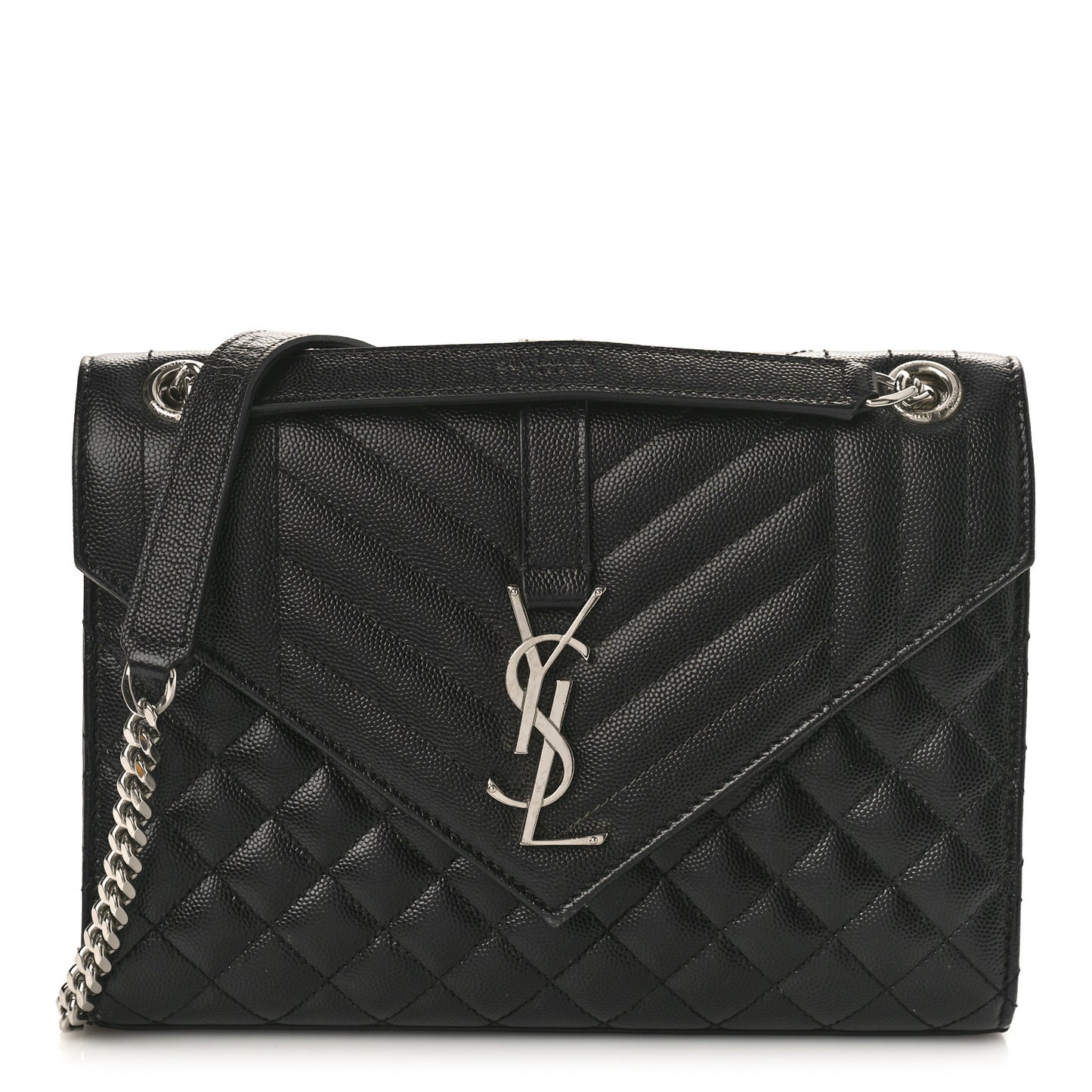Grain De Poudre Textured Mixed Matelasse Triquilt Medium Monogram Satchel Black
