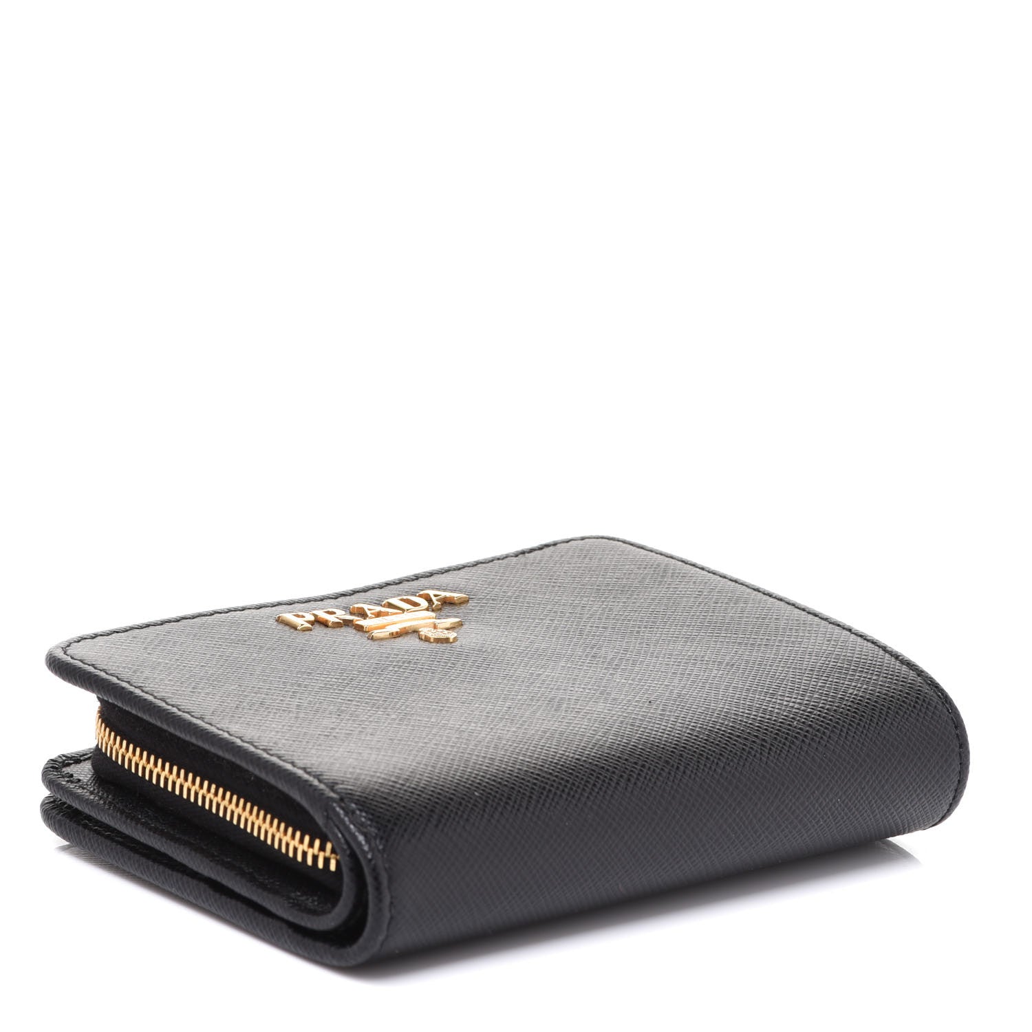 Prada Saffiano Metal Compact Wallet Black 4 of 8