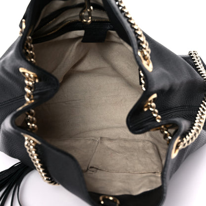Gucci Pebbled Calfskin Medium Soho Chain Shoulder Bag Black 5 of 15