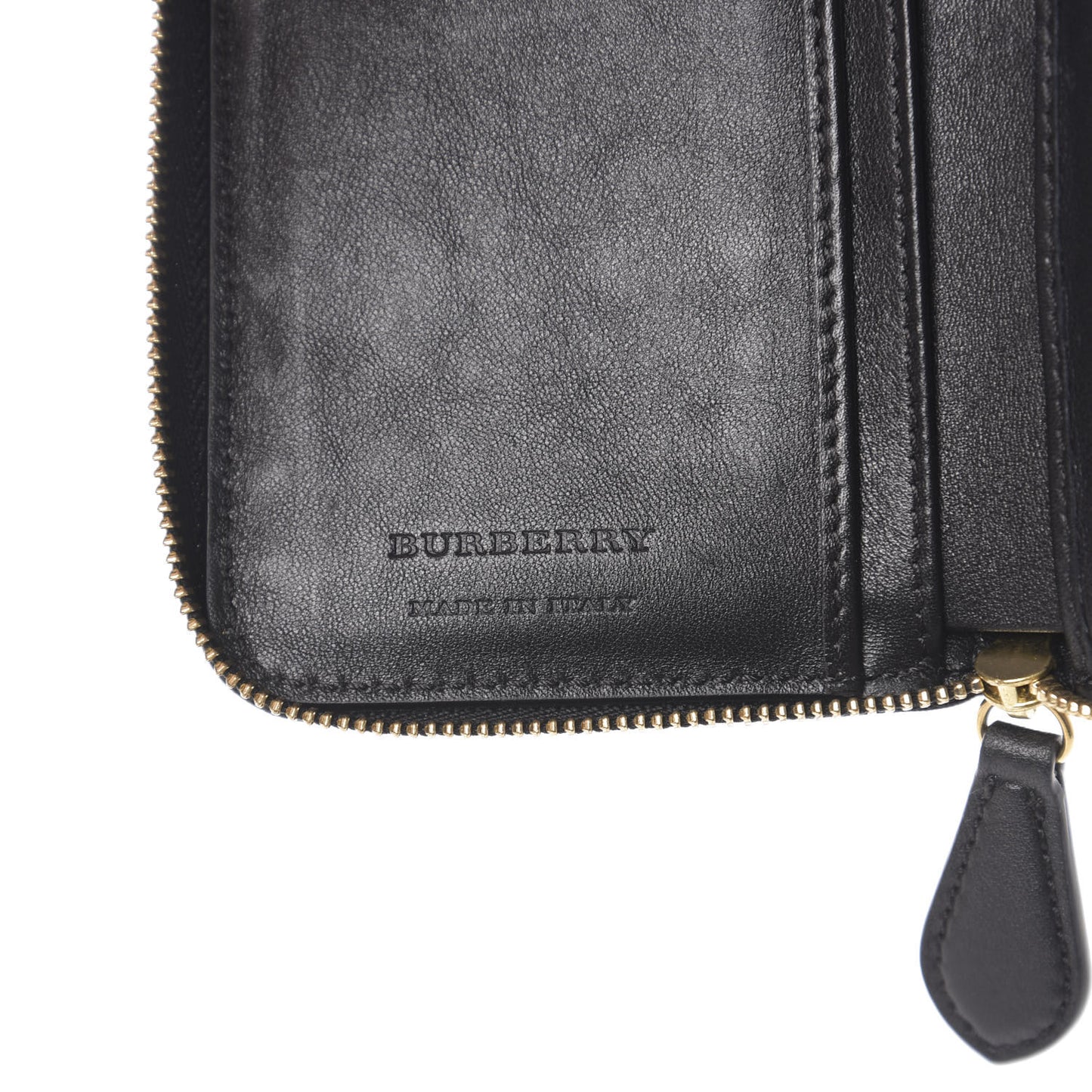 Calfskin Horseferry Check Medium Marston Zip Around Wallet Black
