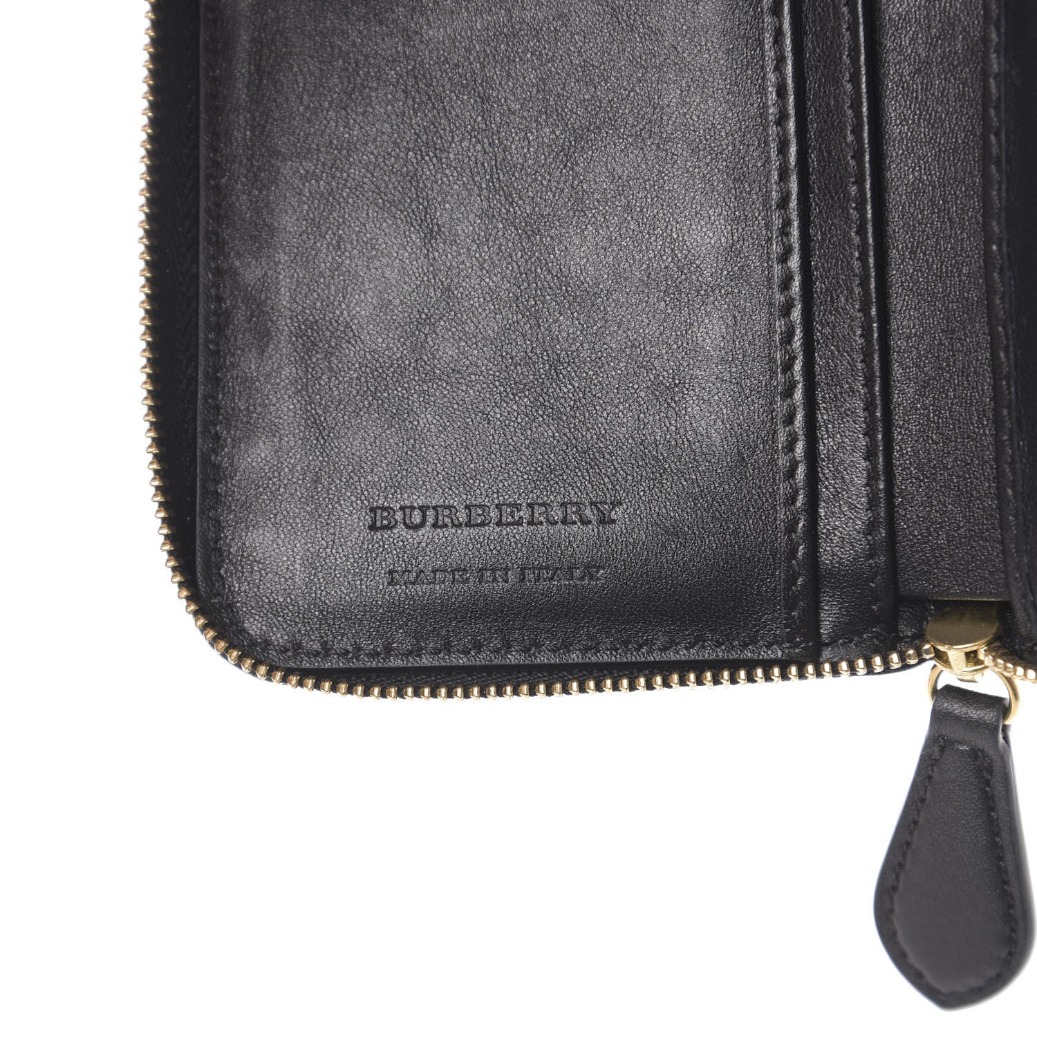 Burberry Calfskin Horseferry Check Medium Marston Zip Around Wallet Black 6 of 6