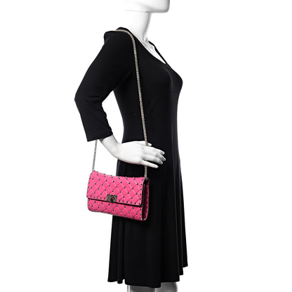 Valentino Garavani Nappa Rockstud Spike Wallet On Chain Pink Orchid 2 of 9