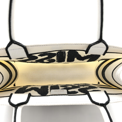 Christian Dior Canvas Embroidered Medium Miss Dior Graffiti Book Tote Navy White 5 of 11