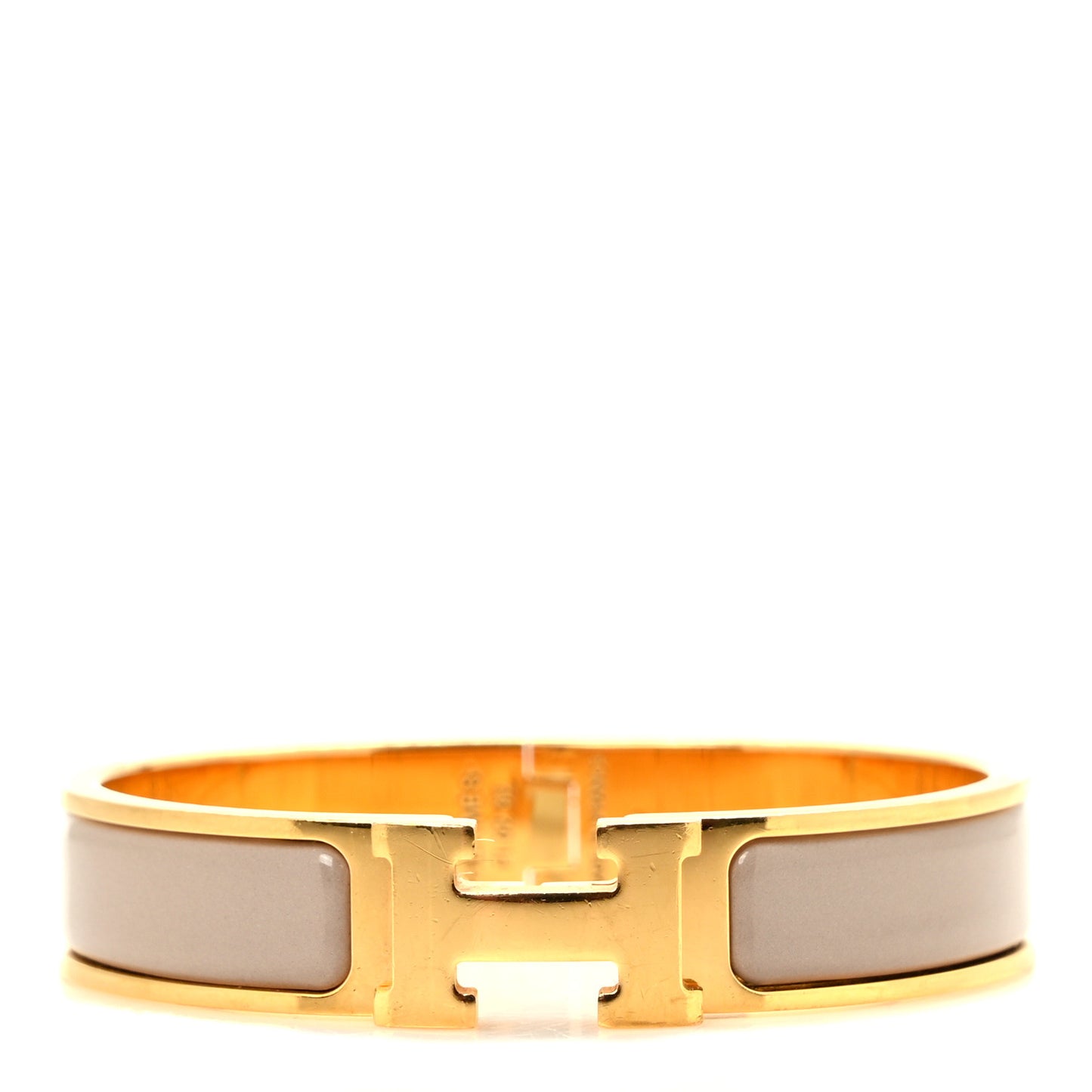 Enamel Narrow Clic Clac H Bracelet PM Marron Glace