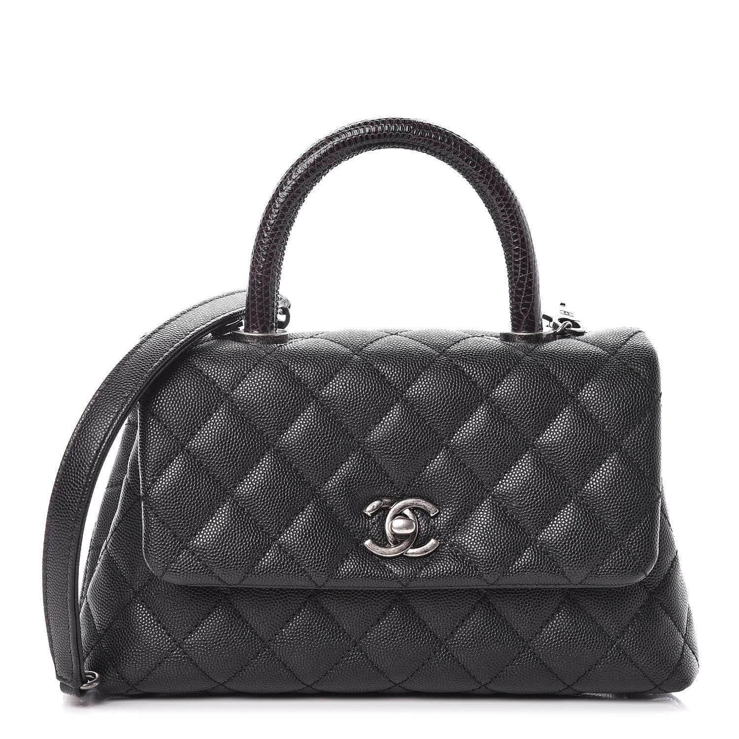 Chanel Caviar Lizard Quilted Mini Coco Handle Flap Black 1 of 9