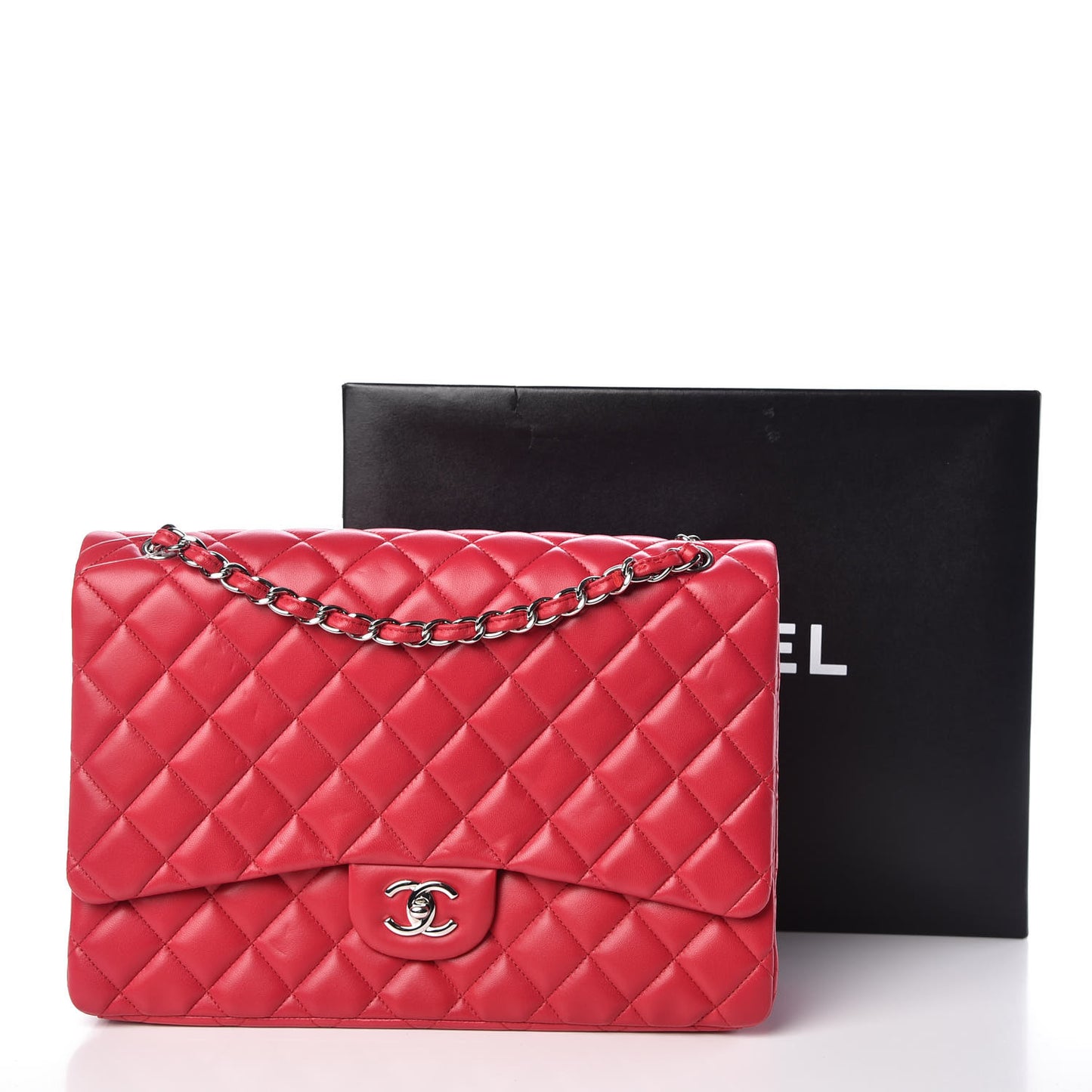 Lambskin Quilted Maxi Single Flap Fuchsia