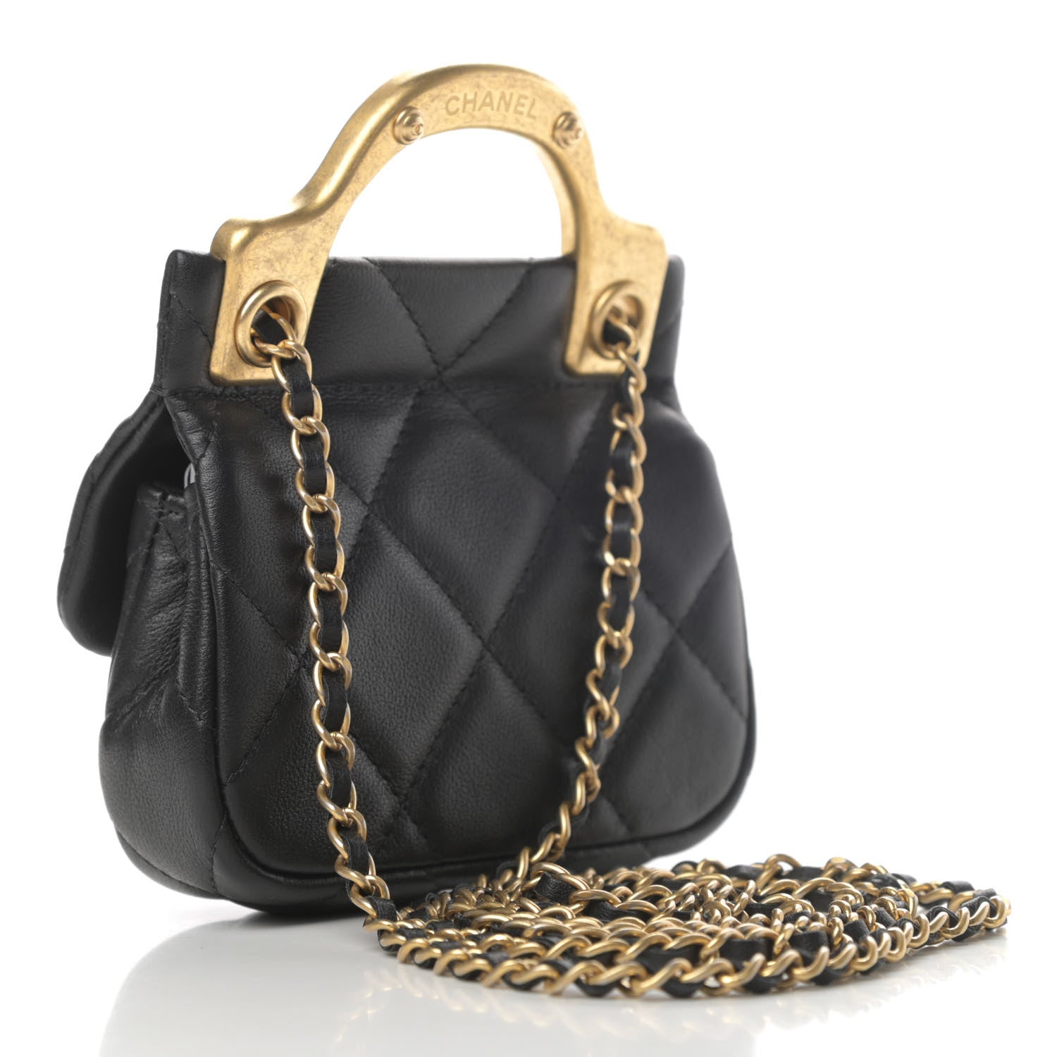 Chanel Calfskin Quilted Lady Handle Clutch With Chain Black 2 of 4
