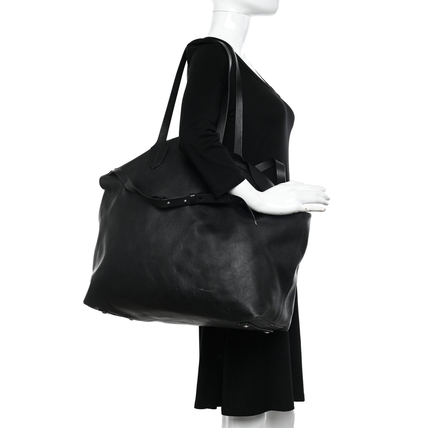 Burberry Calfskin Large Belt Tote Black 2 of 13