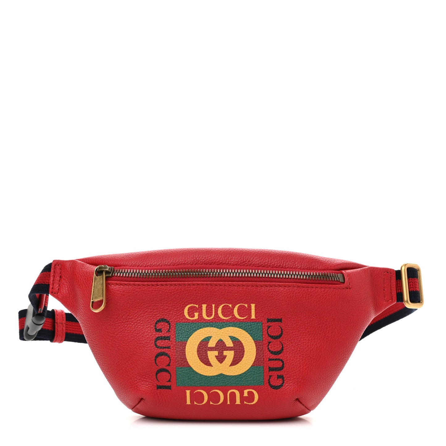 Grained Calfskin Small Logo Belt Bag Hibiscus Red