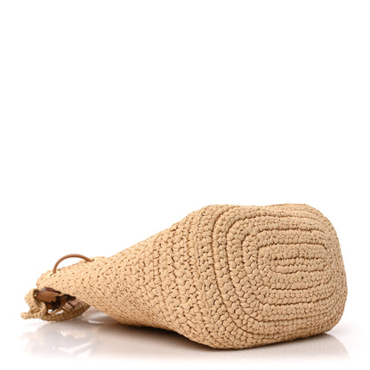 Prada Yarn Raffia Effect Crochet Small Bucket Bag Naturale 4 of 9