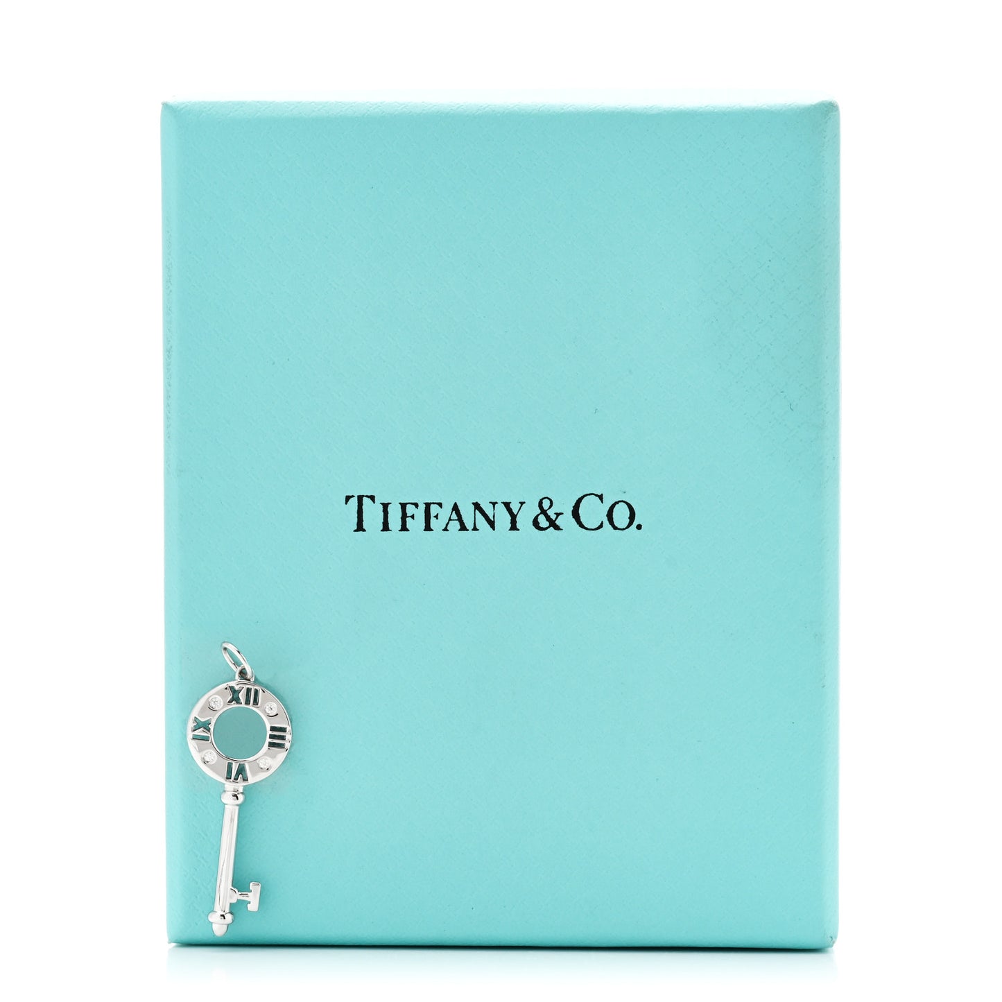 18K White Gold Diamond Atlas Pierced Key Pendant