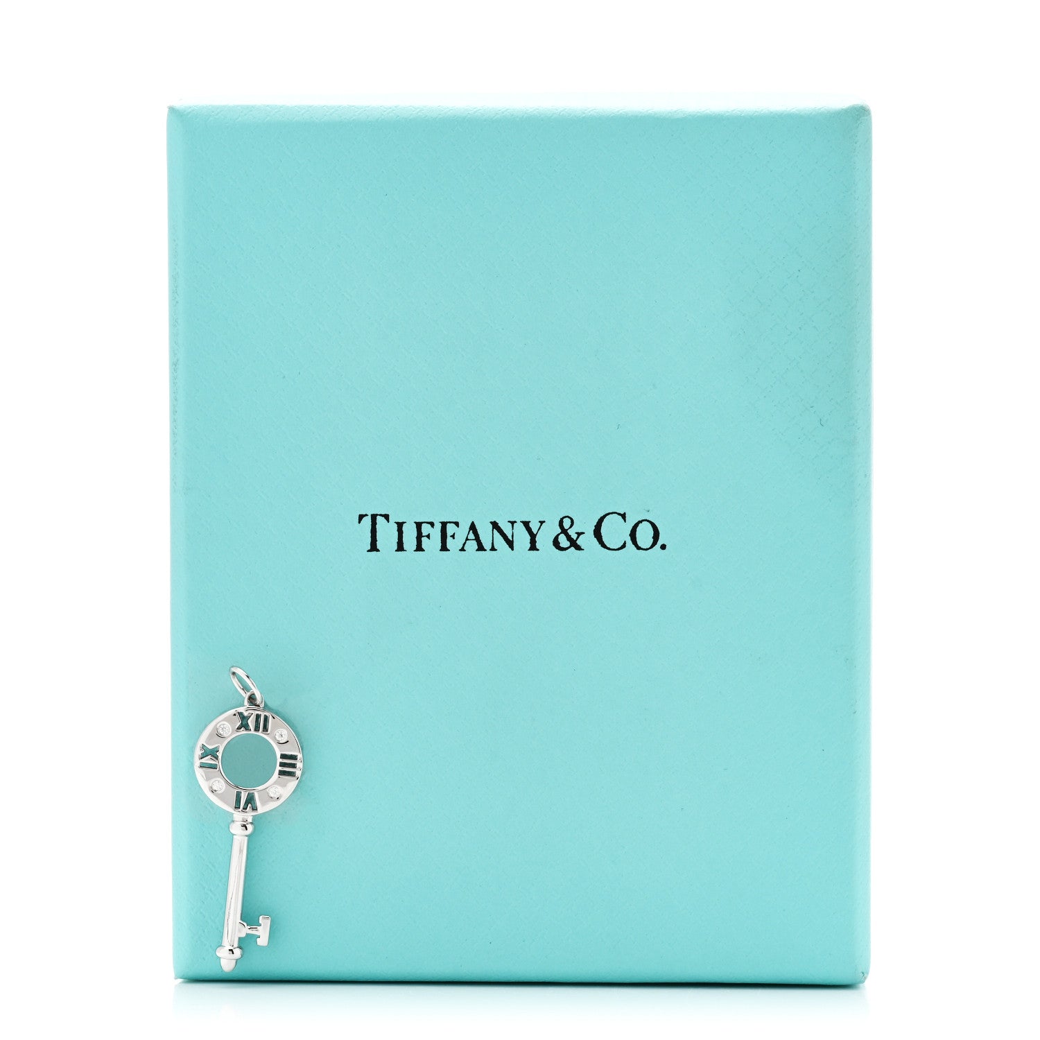Tiffany 18K White Gold Diamond Atlas Pierced Key Pendant 5 of 5