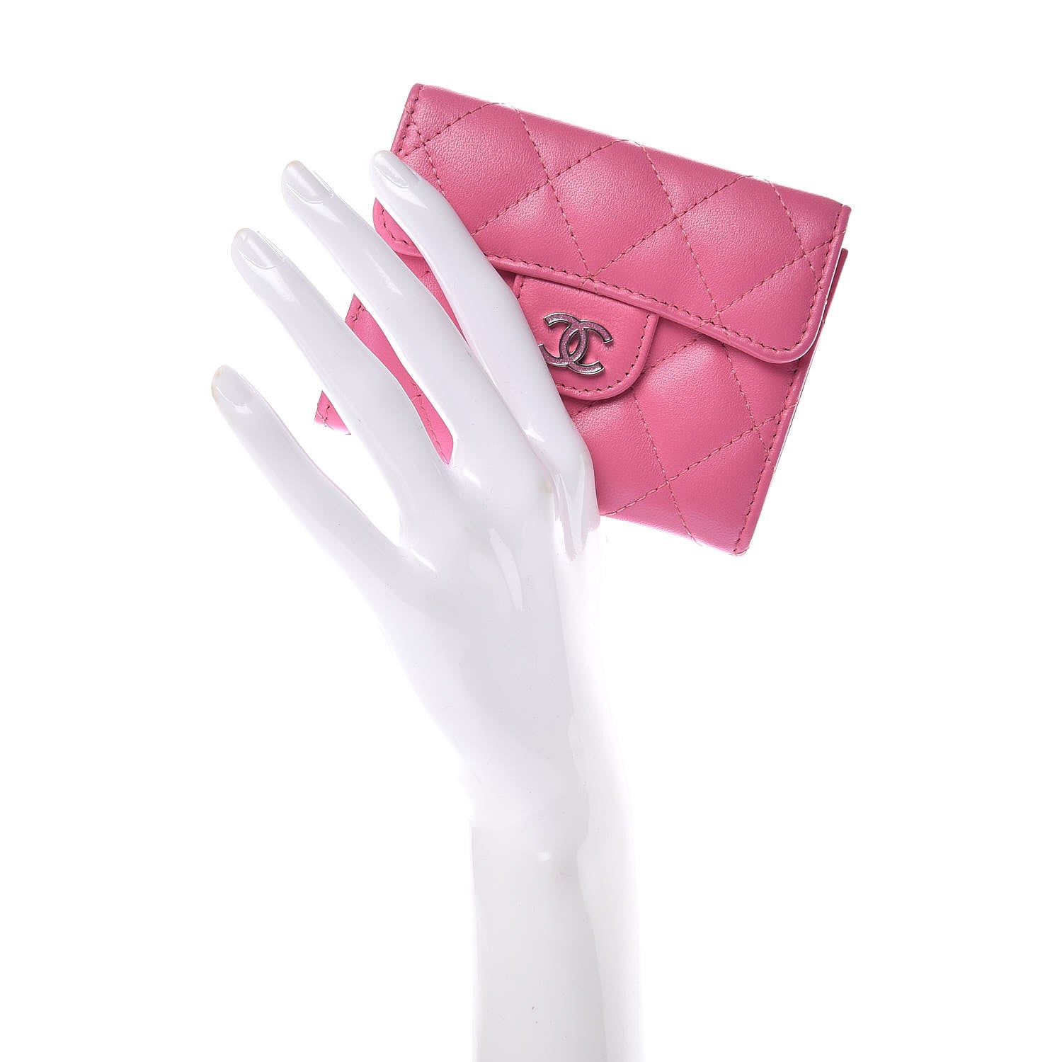 Chanel Lambskin Quilted CC Card Holder Pink 2 of 11