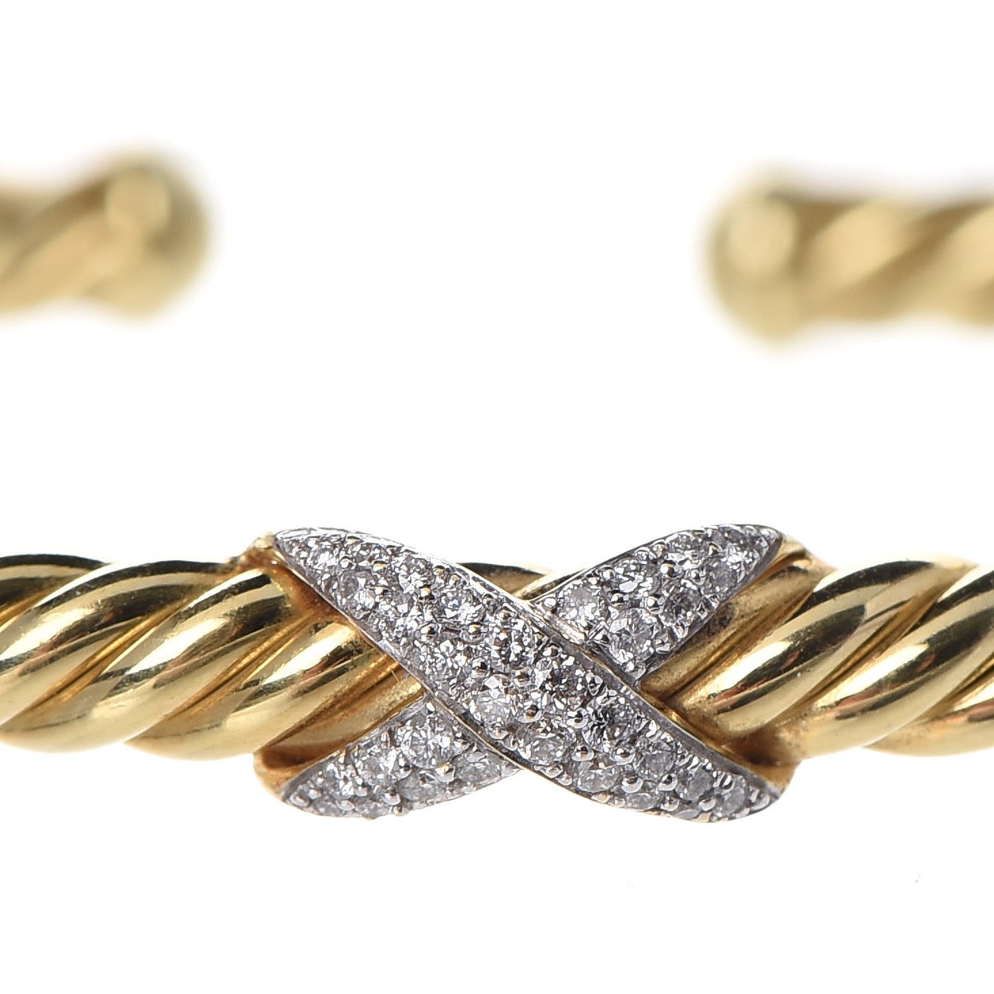 18K Yellow Gold Diamond 4mm Cablespira X Station Cable Bracelet