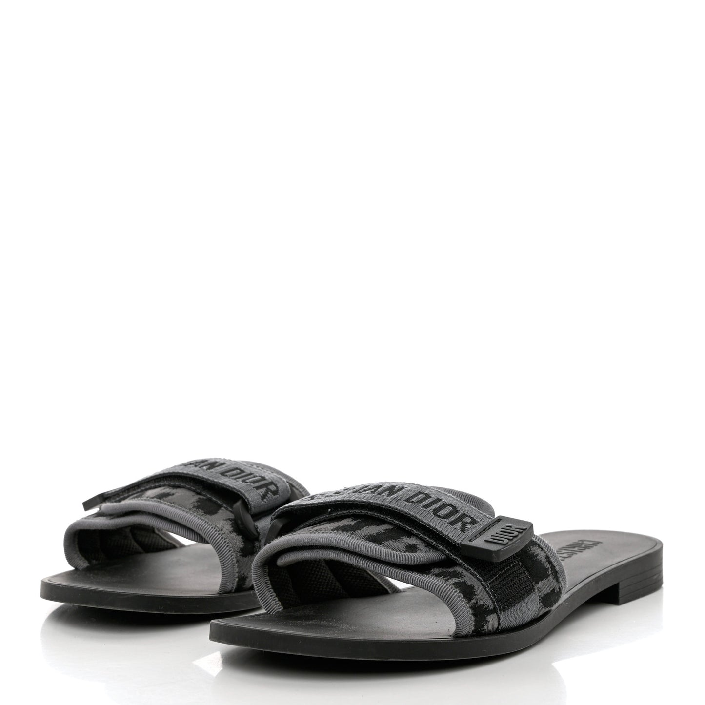Technical Stretch Fabric Leopard Dio(r)evolution Slide Sandals 38 Grey