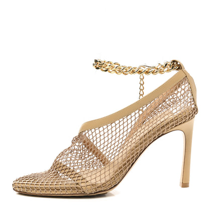 Bottega Veneta Mesh Nappa Chunky Chain Sandals 37.5 Beige Pony 1 of 7