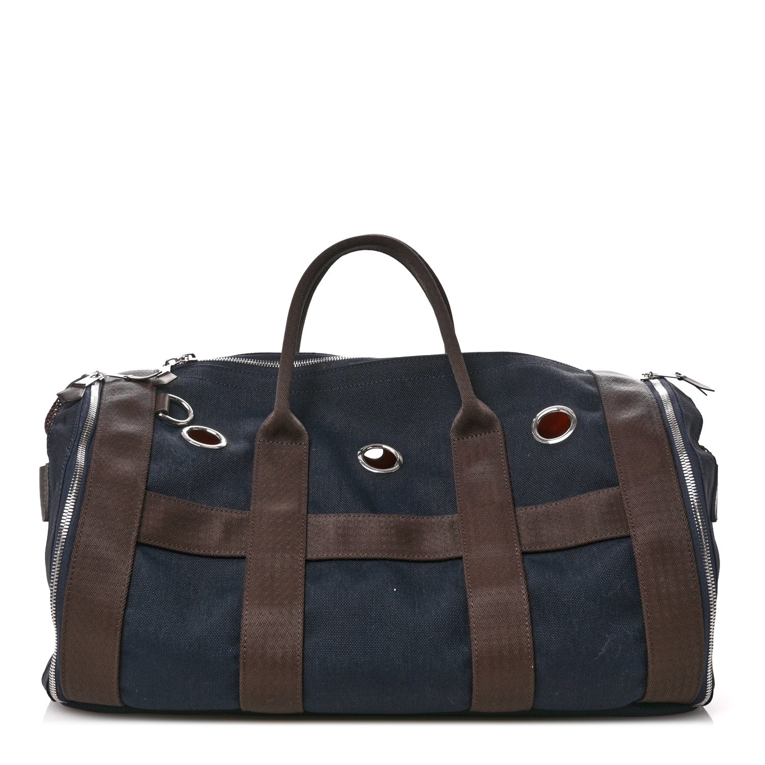 Hermes Fabric Carrying Dog Bag Navy 1 of 10