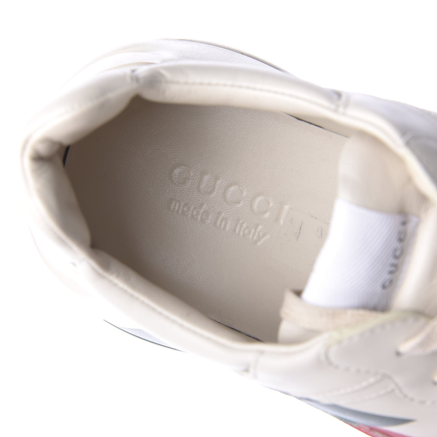 Gucci Calfskin Web Printed Mens Rhyton Sneakers 11.5 Mystic White 8 of 12