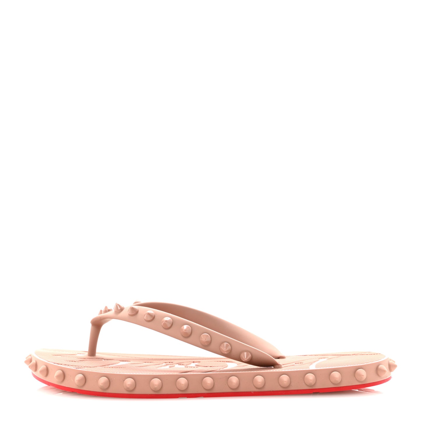 Rubber Spike Super Loubi Flip Flop Sandals 36 Nude