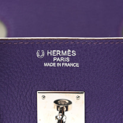 Hermes Togo Bi-Color Horseshoe Birkin 35 Iris Gris Perle 6 of 12