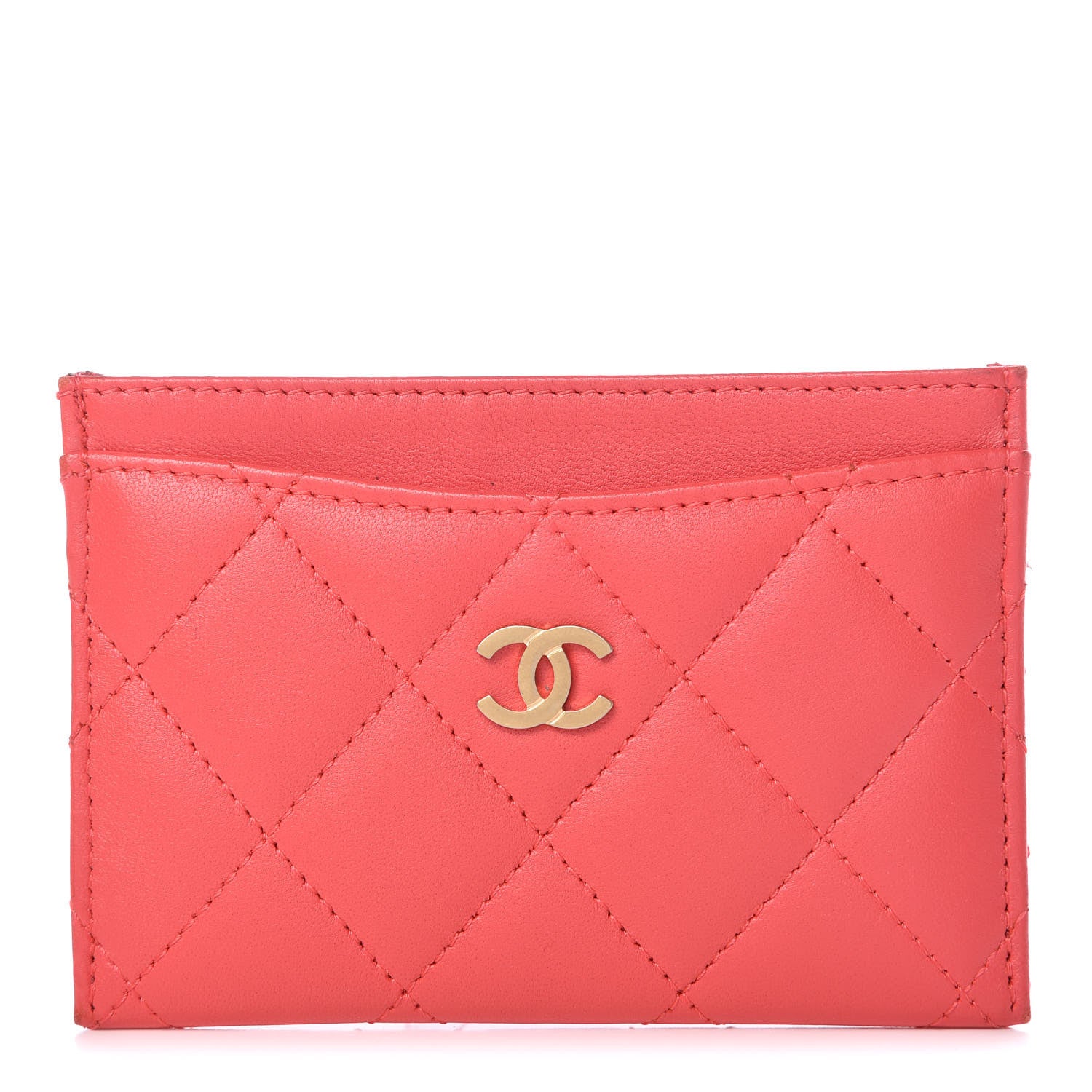 Chanel Lambskin Quilted Card Holder Red 1 of 9