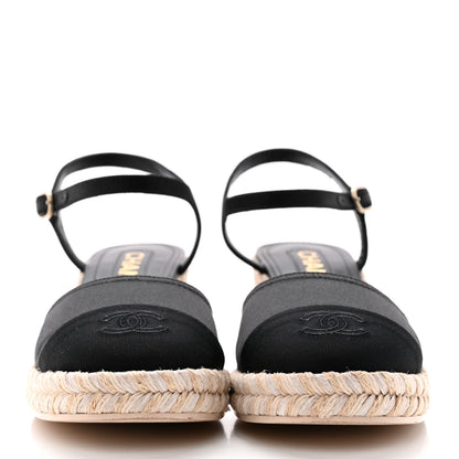 Chanel Satin Grosgrain CC Espadrilles Wedges 37 Black 2 of 13